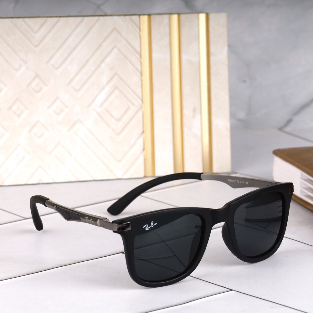 Classic Square 4287 Grey-Black Sunglass (Matt) with matte grey frame and UV 400 protection from JUO INDIA.